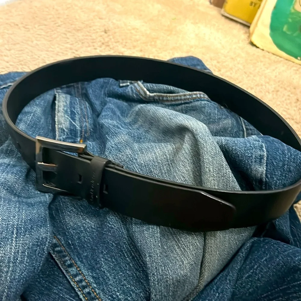 Calvin Klein Jeans Faux Leather Belt Sz Medium Blk Silver Buckle